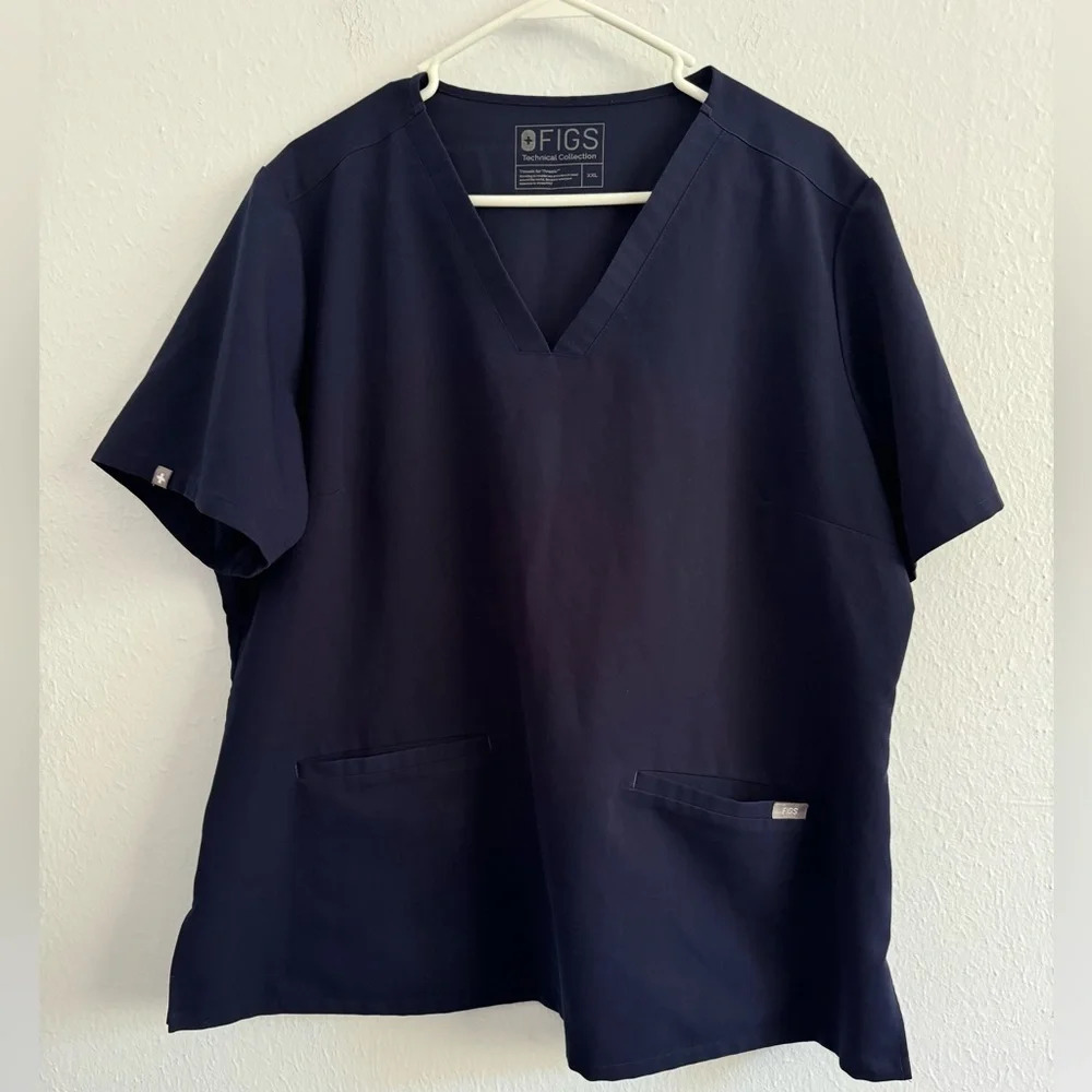 Figs Navy Short Sleeve Women's Top